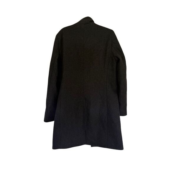 Zara Mens Charcoal Gray Wool Blend Zip Button High Neck Trench Coat Size Medium - Picture 4 of 16